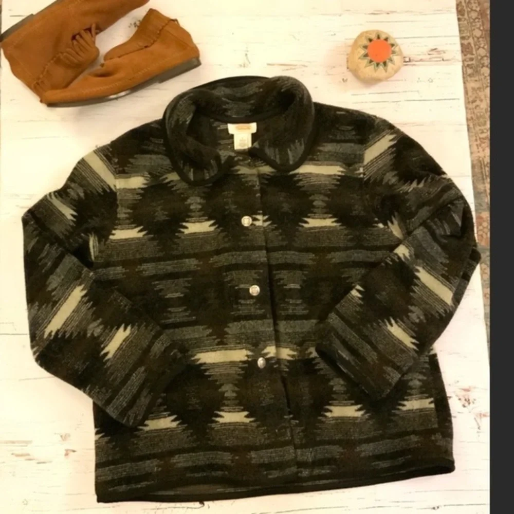 Talbots vintage Aztec print jacket w/silver button L